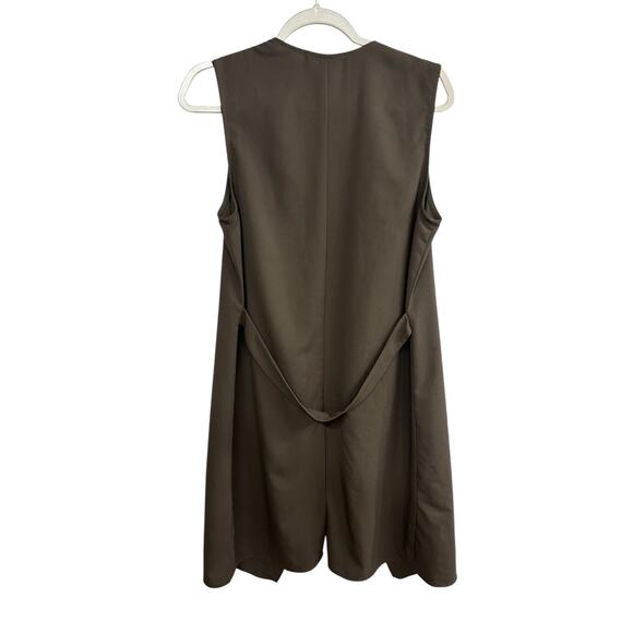 Potter’s Pot Drape Front Vest L Longline Taupe Layering Jacket‎ Minimalist Nude - Picture 2 of 5